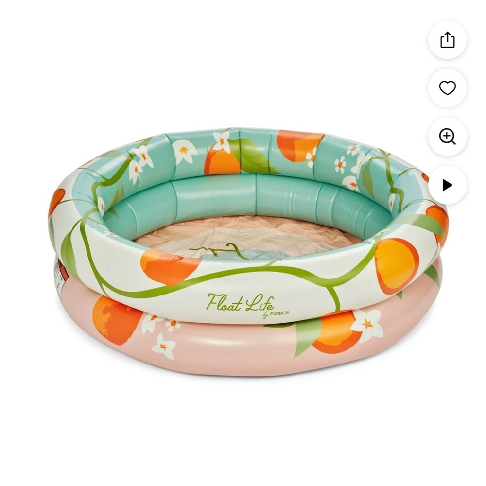NEW Float Life by Funboy Orange Blossom Inflatable Round 2-Ring Pool, Ages 6+